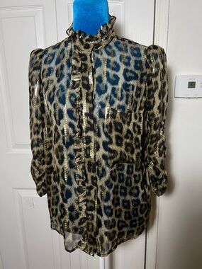 ba&sh Metallic Leopard Blouse Women’s Small
